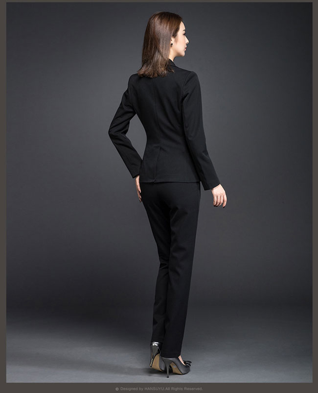 韓版OL女職業西裝訂做搭配褲子背后效果圖