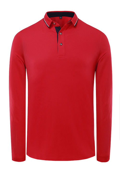 紅色長(zhǎng)袖T恤衫工作服定做