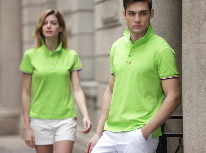 健康綠色皇家貴族系列翻領短袖POLO衫男女模特展示圖